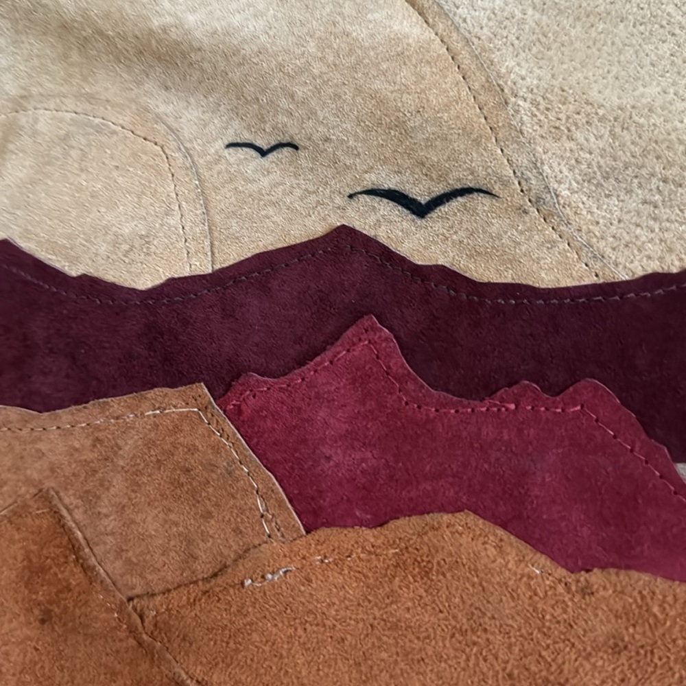 OOAK Handmade Suede Skirt with Beach and Sunset Scene - Picture 2 of 6